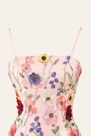 Sheath Spaghetti Straps 3D Flower Homecoming Dress - SHEISME