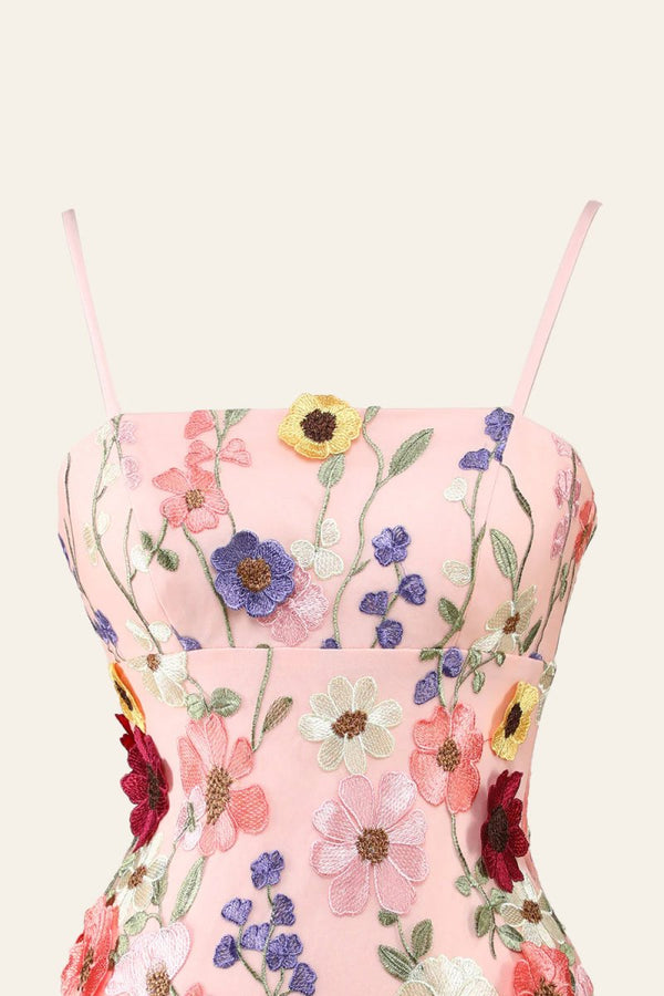 Sheath Spaghetti Straps 3D Flower Homecoming Dress - SHEISME