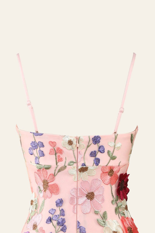 Sheath Spaghetti Straps 3D Flower Homecoming Dress - SHEISME