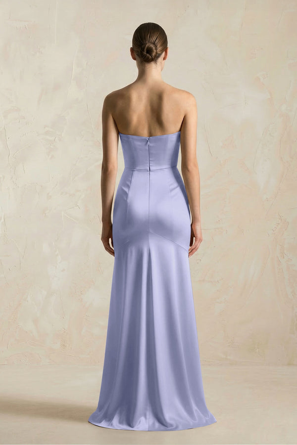 Sheath Sweetheart Corset Satin Bridesmaid Dress in Lavender - SHE IS ME Bridesmaid Dresses