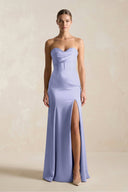 Sheath Sweetheart Corset Satin Bridesmaid Dress in Lavender - SHE IS ME Bridesmaid Dresses
