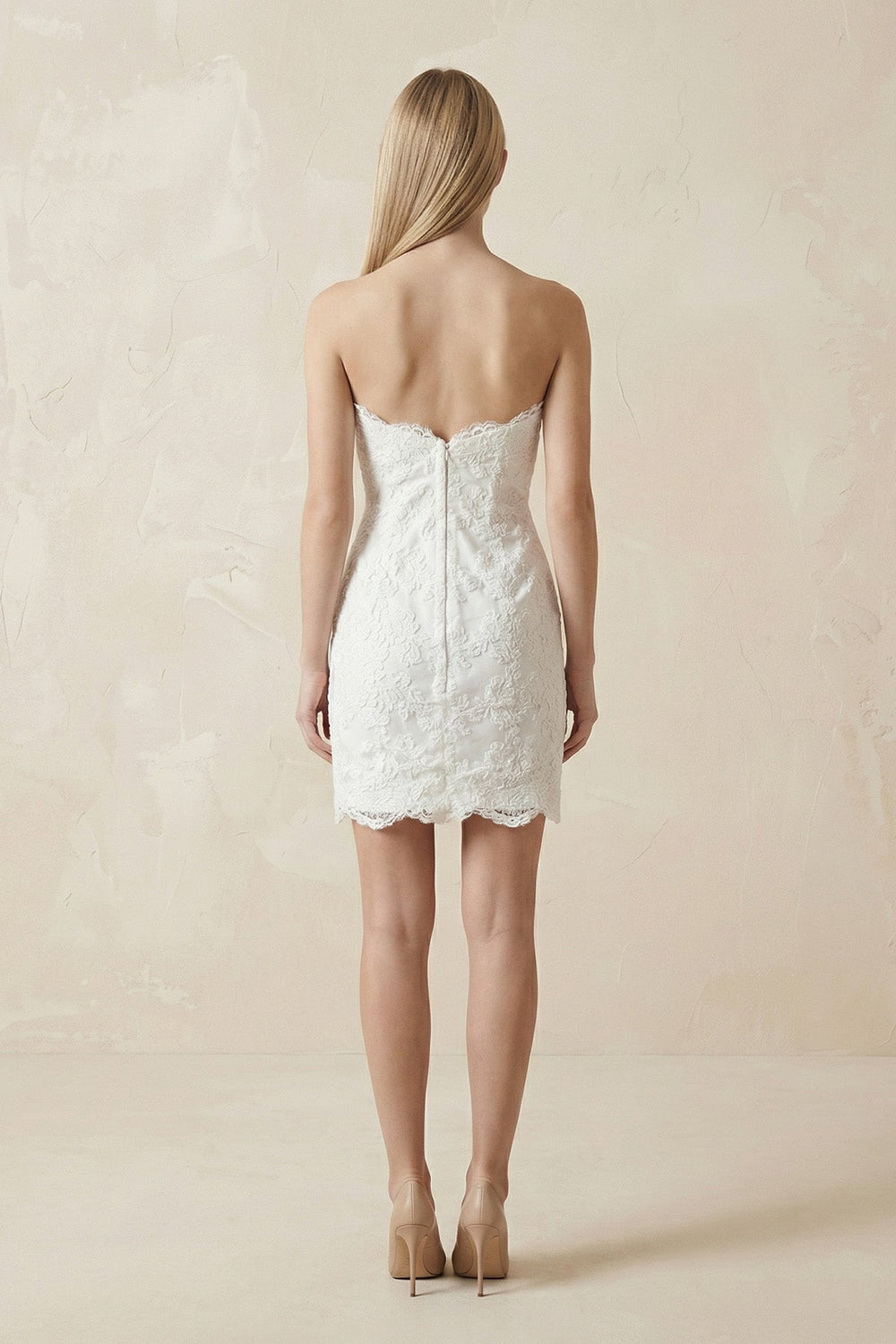 Sheath Sweetheart Lace Wedding Dress in White - SHE IS ME Wedding Dresses