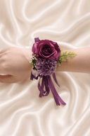 Silk Roses Artificial Bridesmaid Wrist Corsage in Purple - SHE IS ME Accessories