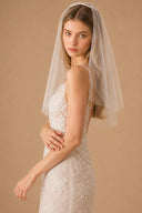 Simple Short Wedding Veils Blusher Veil in White - SHE IS ME Wedding Veils