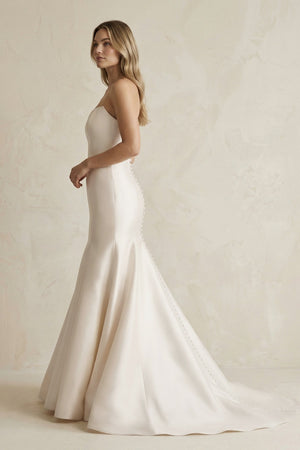 Simpled Strapless Mermaid Satin Wedding Dress in Ivory - SHE IS ME Wedding Dresses