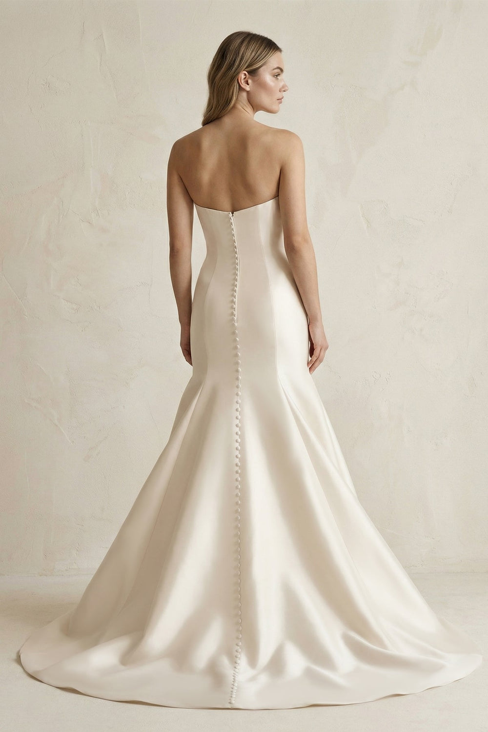 Simpled Strapless Mermaid Satin Wedding Dress in Ivory - SHE IS ME Wedding Dresses