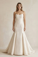 Simpled Strapless Mermaid Satin Wedding Dress in Ivory - SHE IS ME Wedding Dresses