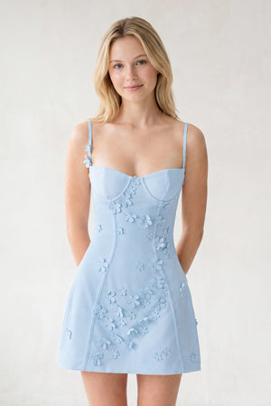 Sky Blue A-Line Appliqued Spaghetti Straps Short Homecoming Dress (3) | SHEISME