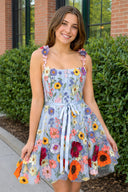 Sky Blue A Line Floral Short Homecoming Dress With 3D Flowers | SHEISME