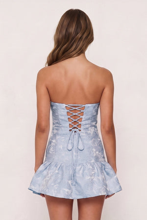 Sky Blue Candy Pink Sweetheart Jacquard A-Line Ruffled Homecoming Dress (2) | SHEISME