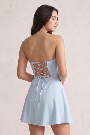 Sky Blue Lace Sweetheart A-Line Linen Short Homecoming Dress (4) | SHEISME