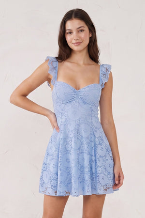 Sky Blue Lace Sweetheart A-Line Ruffled Short Homecoming Dress (3) | SHEISME