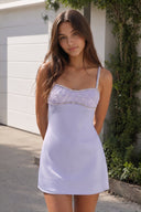Lavender Spaghetti Straps Satin Sheath Homecoming Dress With Rhinestones | SHEISME
