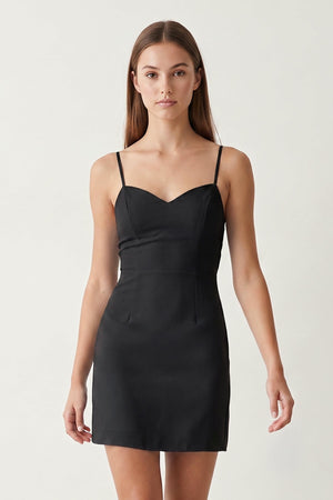 Black Spaghetti Straps Sheath Linen Homecoming Dress With Back Bow | SHEISME