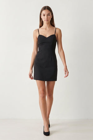 Black Spaghetti Straps Sheath Linen Homecoming Dress With Back Bow | SHEISME