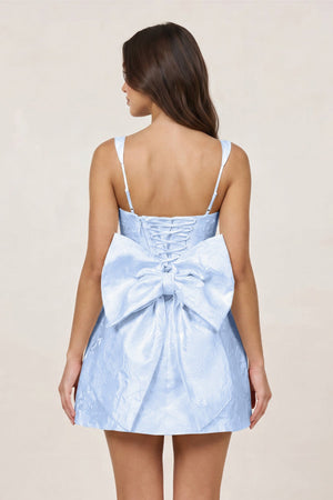 Sky Blue Square Neck A Line Short Homecoming Dresses With Bow (2) | SHEISME