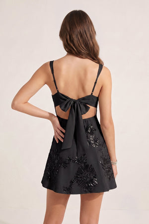 Black Square Neck Embroidered Flower Tulle A-Line Homecoming Dress | SHEISME