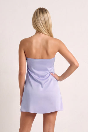 Lavender Strapless A-Line Satin Homecoming Dress with Ribbon (4) | SHEISME