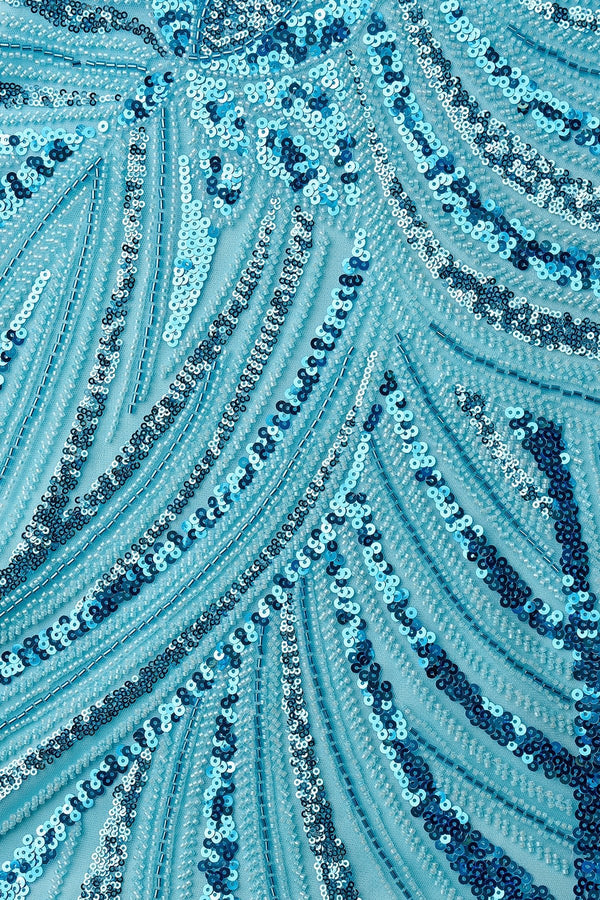 Sky Blue Strapless V Neck Sequins Bodycon Short Homecoming Dresses - SHEISME