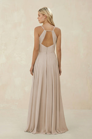 Spaghetti Strap A - Line Chiffon Bridesmaid Dress in Frost - SHE IS ME Bridesmaid Dresses