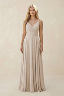 Spaghetti Strap A - Line Chiffon Bridesmaid Dress in Frost - SHE IS ME Bridesmaid Dresses
