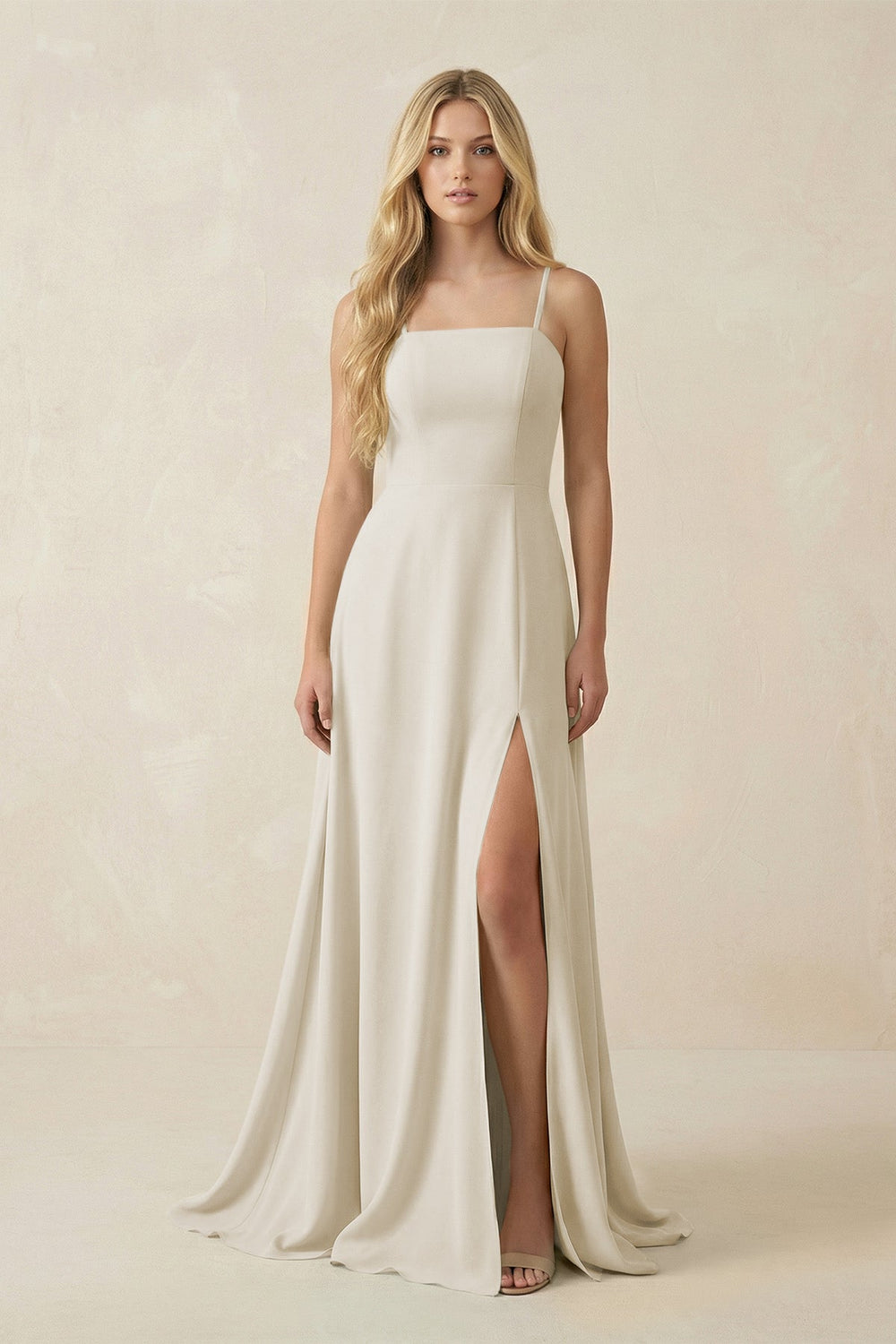 Spaghetti Strap Chiffon A - Line Bridesmaid Dress in Dove Gray - SHE IS ME Bridesmaid Dresses