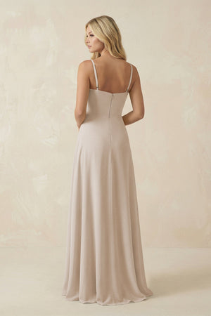 Spaghetti Strap Chiffon A - Line Bridesmaid Dress in Frost - SHE IS ME Bridesmaid Dresses
