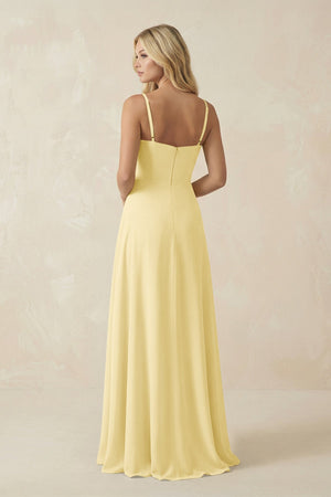 Spaghetti Strap Chiffon A - Line Bridesmaid Dress in Pastel Yellow - SHE IS ME Bridesmaid Dresses