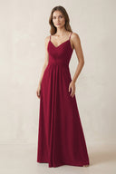 Spaghetti Strap Ruched Chiffon A - Line Bridesmaid Dress - SHE IS ME Bridesmaid Dresses