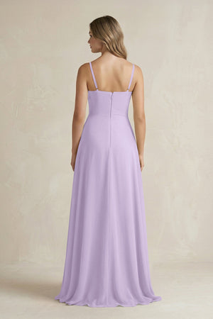 Spaghetti Strap Ruffled A - Line Chiffon Bridesmaid Dress in Lavender - SHE IS ME Bridesmaid Dresses
