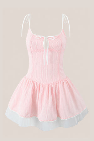 Spaghetti Straps A-Line Cotton Mini Dress in Pink– SHE IS ME Dresses