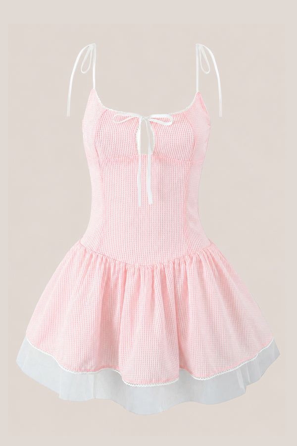 Spaghetti Straps A-Line Cotton Mini Dress in Pink– SHE IS ME Dresses