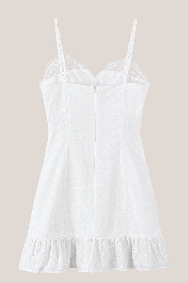 Spaghetti Straps A-Line Mini Dress with Bow in White – SHE IS ME Dresses