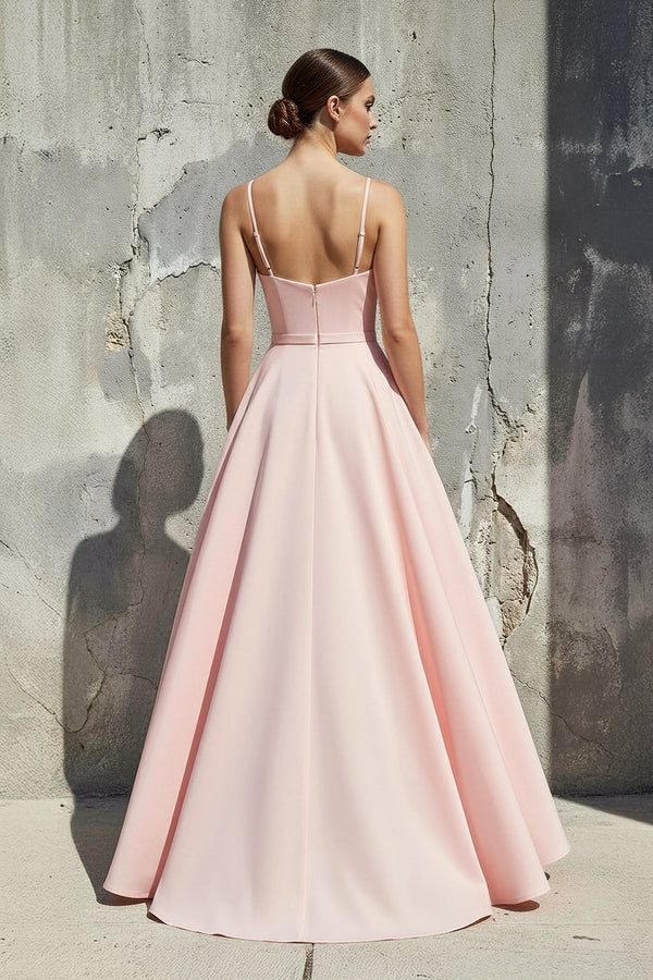 Spaghetti Straps A - Line Prom Gown in Pink - SHE IS ME PROM DRESSES