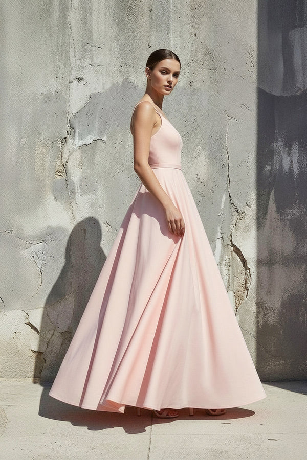 Spaghetti Straps A - Line Prom Gown in Pink - SHE IS ME PROM DRESSES