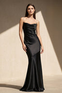 Spaghetti Straps Backless Maxi Dress With Beading in Black - SHE IS ME
