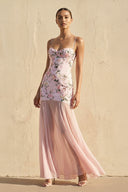Spaghetti Straps Floral Maxi Dress in Pink - SHE IS ME