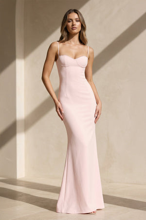 Spaghetti Straps Maxi Dress With Beading in Pink - SHE IS ME