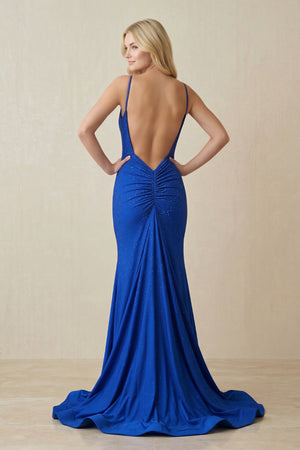 Spaghetti Straps Mermaid Beaded Backless Maxi Dress in Royal Blue - SHE IS ME PROM DRESSES