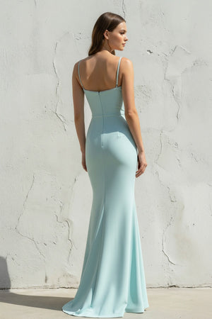 Spaghetti Straps Mermaid Gown in Aqua - SHE IS ME PROM DRESSES