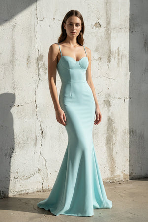 Spaghetti Straps Mermaid Gown in Aqua - SHE IS ME