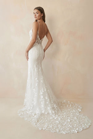 Spaghetti Straps Mermaid Wedding Dress with Lace in White - SHE IS ME Wedding Dresses