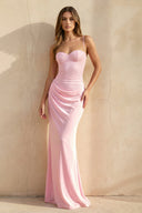 Spaghetti Straps Pleated Maxi Dress in Pink - SHE IS ME
