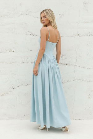 Sheisme-Sky Blue Taffeta Spaghetti Straps A-Line Maxi Evening Formal Dress
