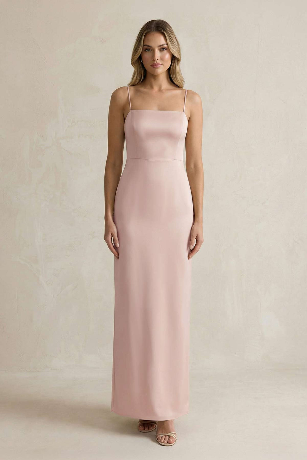 Spaghetti Straps Sheath Bridesmaid Dress in English Rose - SHE IS ME Bridesmaid Dresses