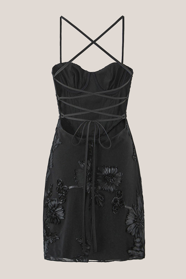 Spaghetti Straps Sheath Cotton Mini Dress in Black– SHE IS ME Dresses