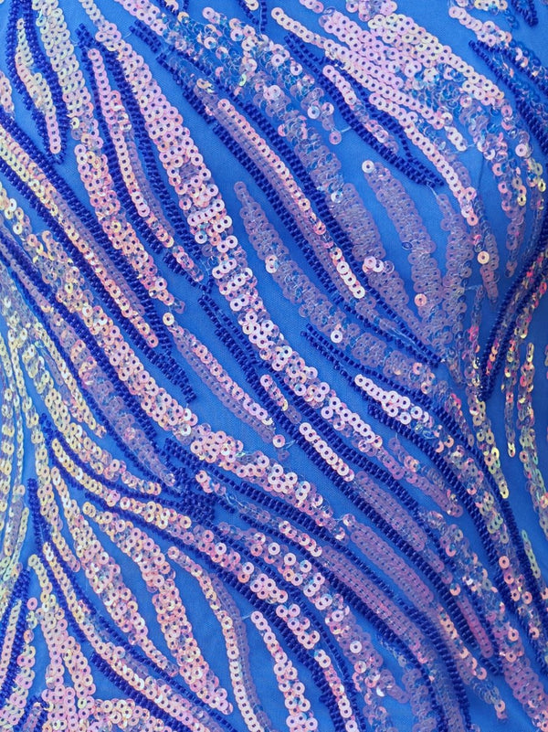 Blue Sparkly One Shoulder Sequins Mini Party Dresses with Fringes  - SHEISME