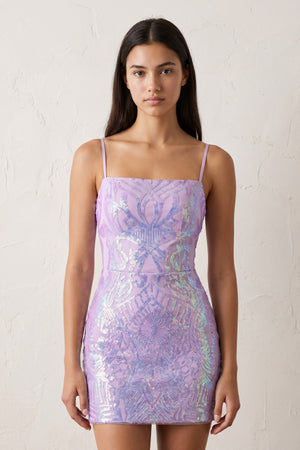 Sparkly Lavender Sequin Backless Bodycon Mini Party Dresses - SHEISME