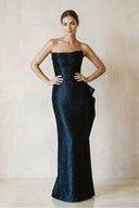 Sparkly Satin Strapless Ruched Weding Dress in Black - SHE IS ME Wedding Dresses