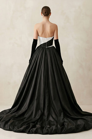 Sparkly Strapless Satin Ball Gown Wedding Dresss in Black - SHE IS ME Wedding Dresses